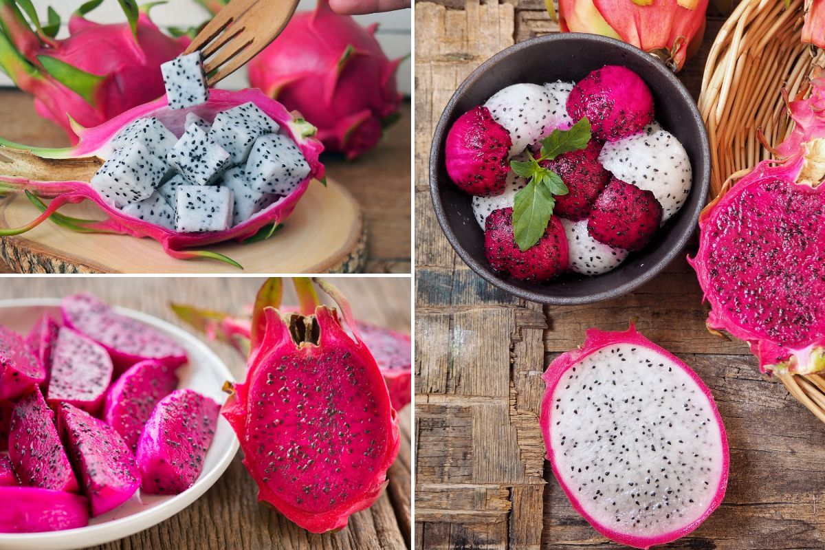 dragon fruit cubes slices balls